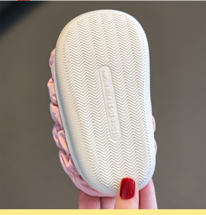 Kids Plush House Slippers Non-slip Warm Winter Indoor Waterproof Cotton Slippers