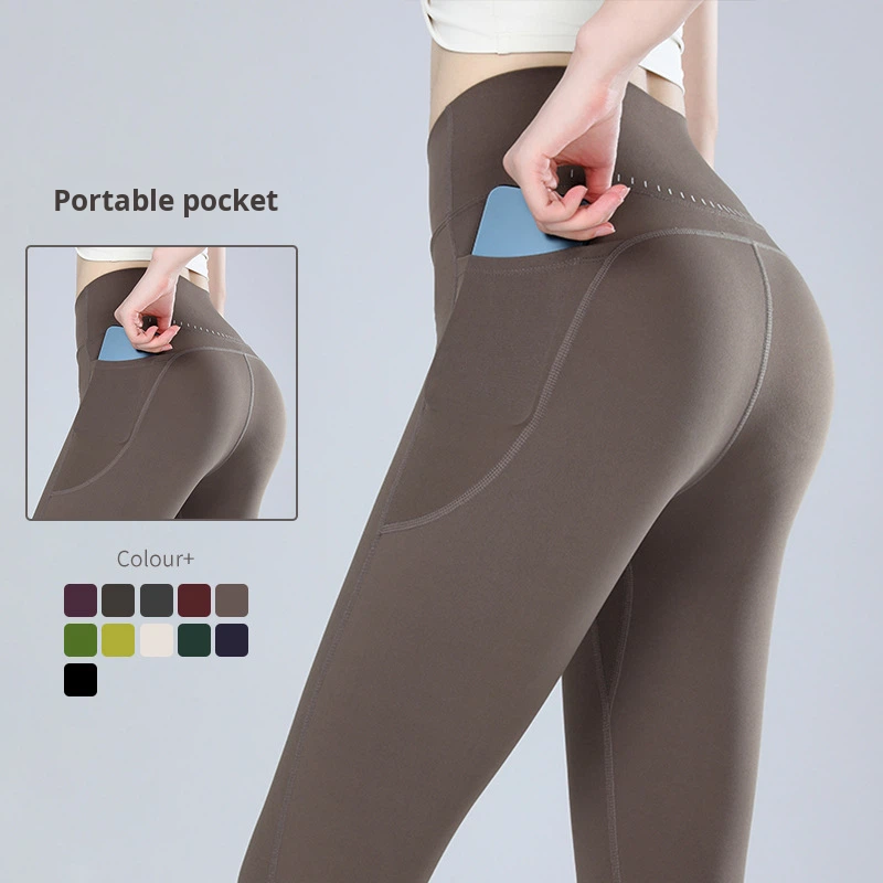 High Waist Hip Lift for Yoga Pants Women Tummy Control Full Length Color Blocking Peach Slimming Sports Running for