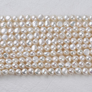 Chaîne de perles de culture d'eau douce naturelles baroques blanches de 7-8 mm, perles en vrac pour collier et bracelet DIY, vente en gros à Zhuji - Product Image 2