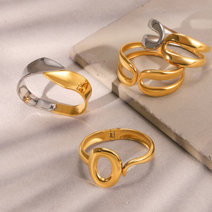 สร้อยข้อมือสปริงทรงเรขาคณิต สแตนเลสสตีล ดีไซน์เปิด สำหรับผู้หญิง - Product Image 2