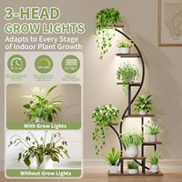 Support de plantes d'intérieur avec éclairage de croissance, étagère à plantes en métal à 8 niveaux, support de plantes d'intérieur avec éclairage de croissance
