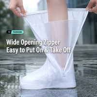 Couvre-chaussures imperméables réutilisables en PVC à tige haute, semelle antidérapante épaissie, surchaussures de pluie pour les voyages en plein air et le camping
