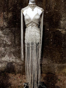 Abito 2024 da donna fatto a mano dea greca romana abito di un pezzo con nappine Sexy Design bohémien Vocation Beach Party abiti da donna - Product Image 5