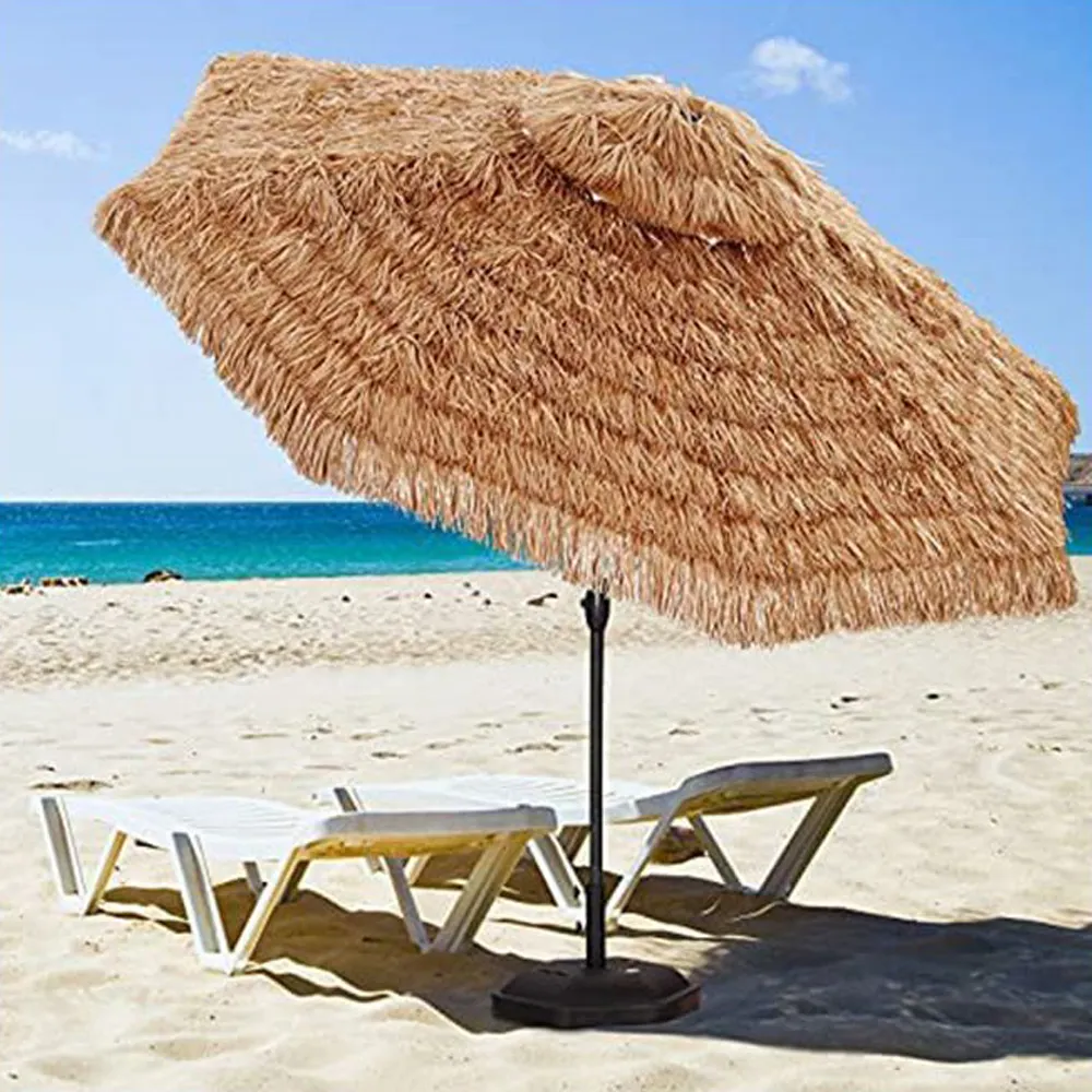 High end tasarım özel veranda ayarlanabilir plaj, çim saz zemin kaplaması bahçe dış mekan mobilyası sunbrella şemsiye şemsiye/