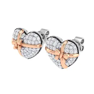 Sweet Style Heart Bow Tie Shape 10k White Yellow Gold VVS D Moissanite Diamond Woman Wedding Earring