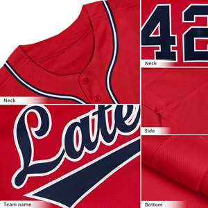 Maillot de baseball authentique de style classique rouge marine-blanc personnalisé - Product Image 5