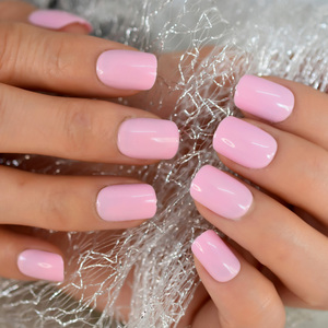 <span class=keywords><strong>Uñas</strong></span> postizas <span class=keywords><strong>cortas</strong></span> <span class=keywords><strong>de</strong></span> acrílico, color rosa claro, diseño Simple, ovalado, brillante - Product Image 6