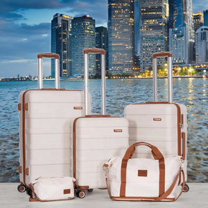 Ensemble de bagages à roulettes ABS 4 pièces <span class=keywords><strong>avec</strong></span> logo personnalisé, nouveaux modèles, 4 roues pivotantes, léger, sac de <span class=keywords><strong>voyage</strong></span>, ensemble de 4 pièces, valise - Product Image 1