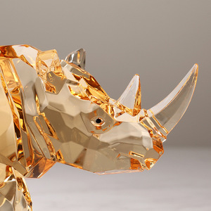Ornement géométrique en acrylique en forme de rhinocéros, décor lumineux pour la maison et le bureau, décoration d'étagère, cadeau de déménagement - Product Image 3