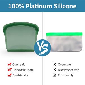 Bolsa de silicona con cremallera segura de grado alimenticio, bolsa de almacenamiento de alimentos reutilizable, bolsa de silicona Ziplock para congelador, contenedor de almacenamiento de alimentos - Product Image 2