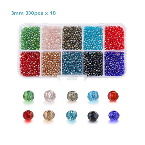 Cuentas de cristal de 3 mm, redondas y planas, sueltas, para la fabricación de joyas, pulseras, collares, pendientes, colgantes, manualidades, juego de 10 compartimentos. - Product Image 3