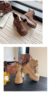 Nuovi Arrivi Invernali: Stivali Martens Opachi da Donna con Suola Spessa, Plateau e Lacci, Stivali Casual da Motociclista, <span class=keywords><strong>Stivaletti</strong></span> alla Caviglia - Product Image 3