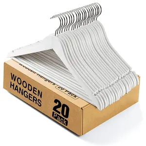 Bán Buôn <span class=keywords><strong>T</strong></span>ùy Chỉnh Trắng Phù Hợp Với Bằng Gỗ Móc Áo Với Logo Biểu <span class=keywords><strong>T</strong></span>ượng <span class=keywords><strong>T</strong></span>ùy Chỉnh May Mặc Móc Quần Áo Móc Áo - Product Image 2