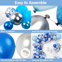 Kit de guirlandes de ballons bleu roi, bleu ciel, blanc et argent pour décoration de fête d'anniversaire ou de baby shower