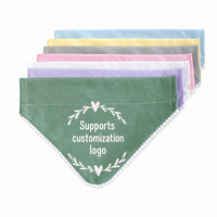 Lot de bandanas pour chiens OEM personnalisables avec logo, en coton, à enfiler, écharpes pour animaux de compagnie, 7 couleurs, franges pompons, vente en gros