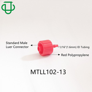 Conector de Plástico Médico de Alta Calidad, Rosca Macho-Hembra, Tipo Luer, para Manguera, de Plástico PP, Rojo y Azul - Product Image 2
