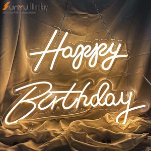 Letrero de neón Led de feliz cumpleaños personalizado al por mayor para fiesta, boda, hogar, evento, habitación, decoración acrílica, letreros electrónicos digitales, luces - Product Image 1