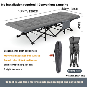 Lit pliable moderne et léger avec cadre en acier et <span class=keywords><strong>matelas</strong></span> <span class=keywords><strong>intégré</strong></span>, facile à transporter, pour le camping en extérieur, la chambre à coucher et l'hôpital - Product Image 6