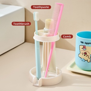 Custom Logo Cartoon Plastic Student Dormitory <b>Toothbrush</b> <b>Holder</b> Set with Desktop Drainage Mouthwash Cup and No Punching Design - Product Image 4