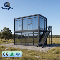 Installation rapide de maisons préfabriquées modernes à 3 chambres, modulaires, mobiles, portables, en conteneurs en verre