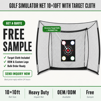 Filet de simulateur de golf 10x10 pieds avec toile de cible, filet d'impact robuste, cadre autoportant, cage de golf d'intérieur