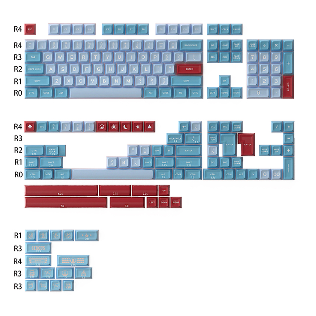 SA Profile PBT Blue Falan Keycaps Set Dye Sub Custom Mechanical Keyboard Keycaps