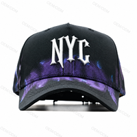 Topi Dad Hat Bordir 3D OEM ODM 100% Katun Urban Biru Kontras Laris Manis Dengan Mockup Gratis untuk Acara Musik Grosir