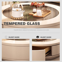 Table basse de rangement laquée blanche style crème, luxe léger, sens du luxe, salon, table basse ronde pour la maison, LT-2393
