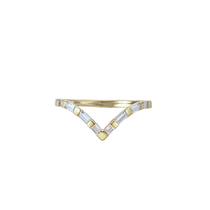 Crown V-Shape 925 Sterling <b>Silver</b> Half Eternity <b>Wedding</b> <b>Band</b> Pave Setting Baguette Cut Zircon Engagement Ring Anniversary Party - Product Image 1