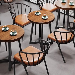 Mesa de comedor de madera maciza de estilo nórdico moderno, combinación de silla doble, restaurante Industrial ligero de lujo Europeo Americano Simple - Product Image 2
