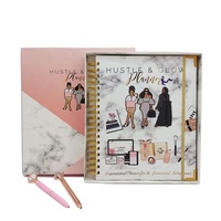 Planificateur de style de vie en spirale à couverture rigide personnalisée planificateur de soins personnels quotidien impression de Journal avec boîte de rangement