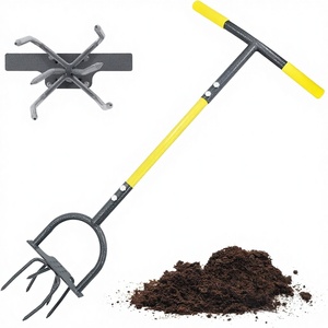 เครื่องพรวนดินแบบมือหมุน รุ่น Heavy Duty สำหรับแปลงปลูกดอกไม้ แปลงยกสูง สีเหลือง/เทา LTJY - Product Image 1