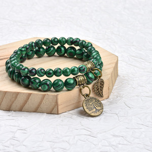 Vente en gros Nouvelle Arrivée 6m8m <span class=keywords><strong>Arbre</strong></span> de Vie Feuille Pendentif Ensemble Bracelet Arc-en-ciel Oeil de Tigre Améthyste Agate Bracelet Ensemble - Product Image 3