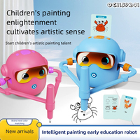 Jeu d'apprentissage du dessin Set de peinture artistique pour bébé Robot interactif éducatif auto-dessin Jouets pour enfants avec cartes