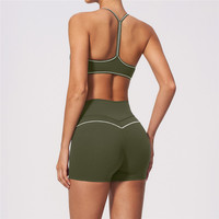 Ensemble 2 pièces respirant pour le sport et le fitness, avec logo personnalisé, short de sport et soutien-gorge de yoga pour femme – Vêtements de sport très demandés