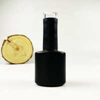 Flacon de vernis à ongles en verre transparent plat de 15 ml avec bouchon et pinceau pour les soins des ongles