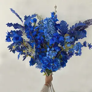 The Blue Series Of Simulated Flower Material Ocean Peony Moon Rose Hotel Road Guide Decoration Plastic Artificial Flower