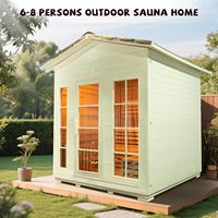 Sauna Uap Luar Ruangan Modern Berwarna Putih Kabin Sauna Kayu Ruang Sauna Uap di Halaman Belakang untuk 6 Orang