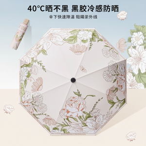 Ombrello da donna a 8 ossa a doppio uso blu e nero antipioggia con protezione UV di lusso pieghevole solare - Product Image 1