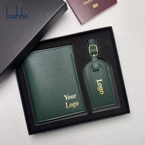 Factory Price Pu Leather <b>Passport</b> Cover Customized Design Multifunctional Travel <b>Passport</b> Holder and Luggage Tag Set with Box - Product Image 1