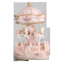 Boîte à musique carrousel de style européen, origine Chine, cadeau d'anniversaire pour filles, meilleur ami des enfants, artisanat en résine miniature de Noël