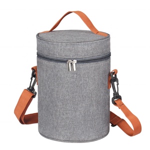 Bolsa Refrigerante Redonda Portátil Personalizada para Picnic, Diseño Moderno con Patrón de Letras Impresas en Oxford Peva Impermeable, Almacenamiento de Alimentos para Exteriores - Product Image 1