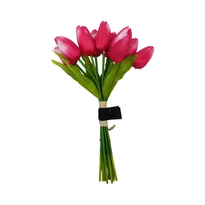 Hoge Kwaliteit 9 Heads Tulpenboeket Real Touch Nep Bloem Simulatie Plant Kunstmatige Tulpen