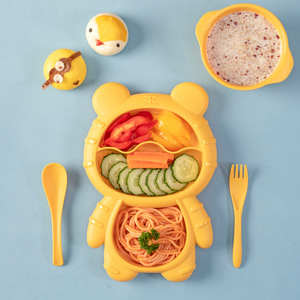 <span class=keywords><strong>Vaisselle</strong></span> pour enfants très vendue, ensemble complet de produits de repas sans BPA, assiette bébé en silicone mignonne, plateau bébé tigre mignon - Product Image 3