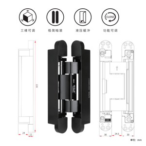 Bisagra de puerta invisible DIVINE Bisagra resistente ajustable 3D <span class=keywords><strong>para</strong></span> puerta de madera - Product Image 2