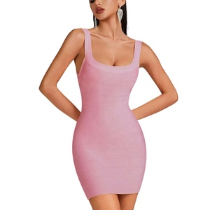 Abito <span class=keywords><strong>Mini</strong></span> Bandage da Donna in 12 Colori, Vendita all'Ingrosso, Nero Bianco Rosa Rosso, Vestito Aderente Casual Elegante per Ospiti di Matrimonio - Product Image 6