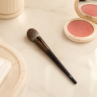Pinceau à blush de luxe en poils de renard cultivés, manche en bois de santal, virole en cuivre, 19 cm