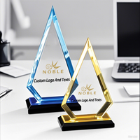 Noble fabricante al por mayor barato corte personalizado pico acrílico oro azul serie deportes personalizado logotipo trofeo premios