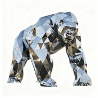 Sculpture d'animaux de la jungle en acier inoxydable personnalisée Lion Éléphant Gorille Tigre Statue d'art