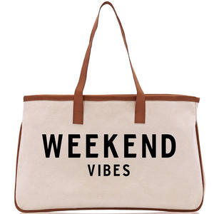 Новая дизайнерская пляжная сумка-тоут из хлопка и кожи с индивидуальным логотипом, большой вместимости, с возможностью персонализации и инициалами - Product Image 4